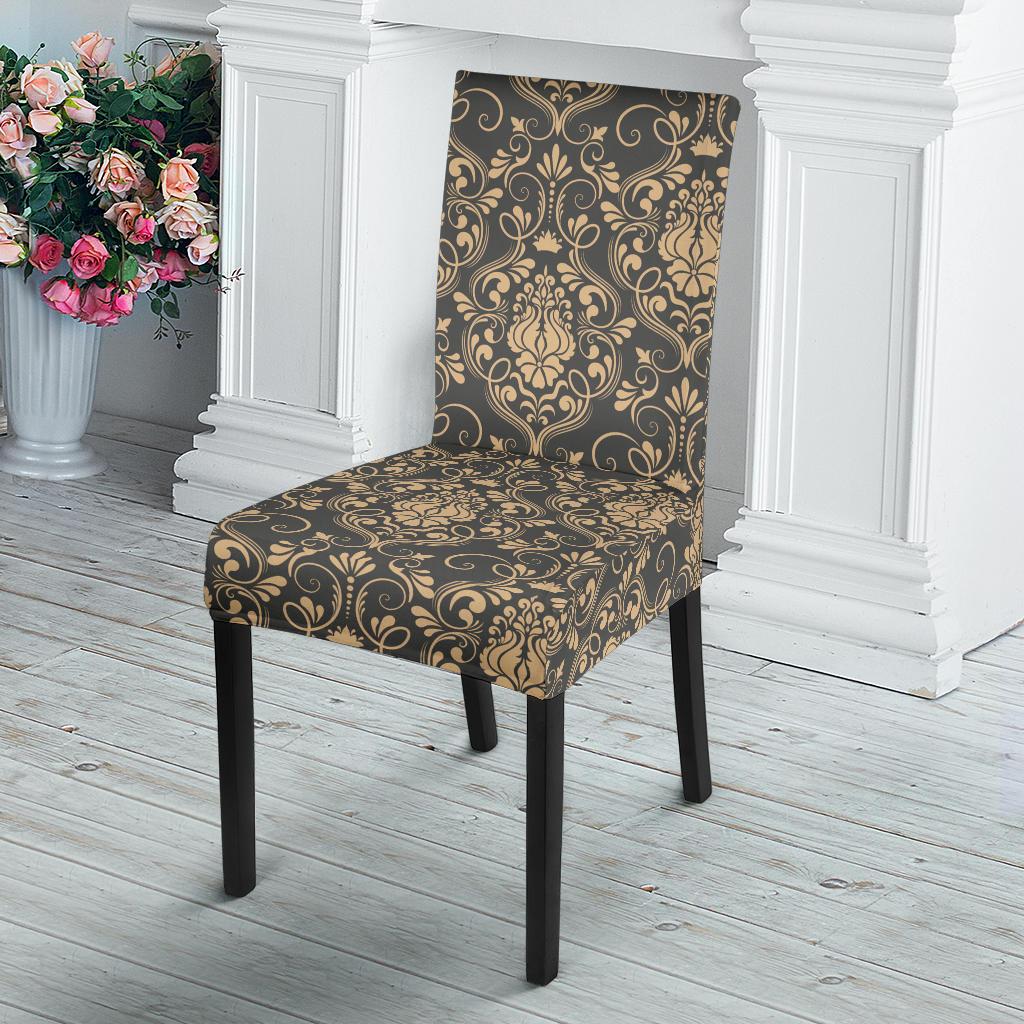 Damask Elegant Luxury Print Pattern Dinning Chair Slipper-JTAMIGO.COM