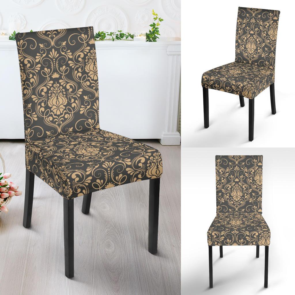 Damask Elegant Luxury Print Pattern Dinning Chair Slipper-JTAMIGO.COM