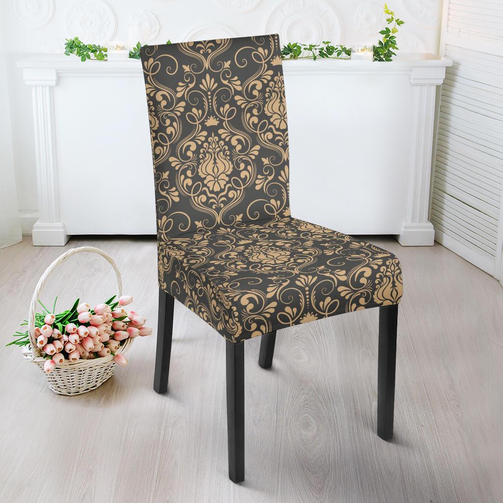 Damask Elegant Luxury Print Pattern Dinning Chair Slipper-JTAMIGO.COM