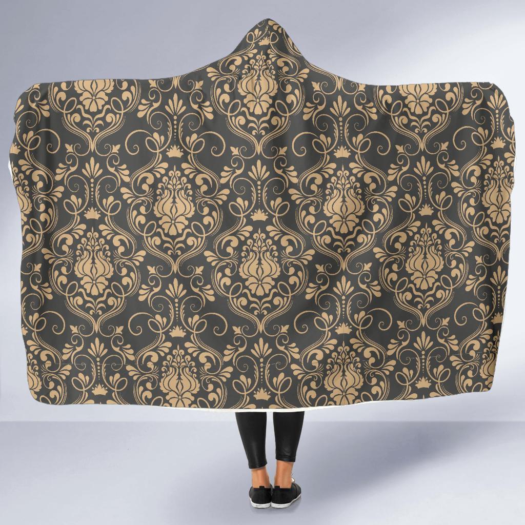 Damask Elegant Luxury Print Pattern Hooded Blanket-JTAMIGO.COM