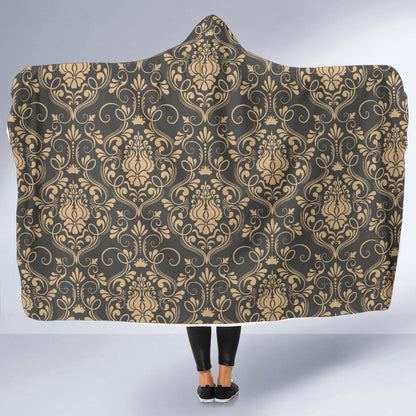Damask Elegant Luxury Print Pattern Hooded Blanket-JTAMIGO.COM