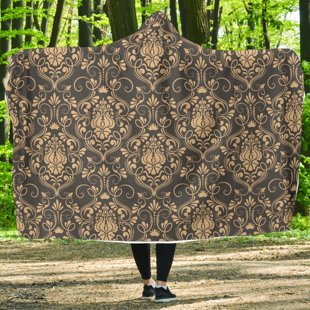 Damask Elegant Luxury Print Pattern Hooded Blanket-JTAMIGO.COM