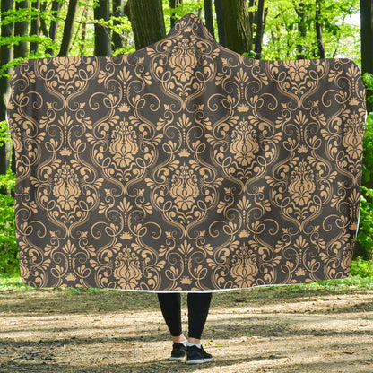 Damask Elegant Luxury Print Pattern Hooded Blanket-JTAMIGO.COM