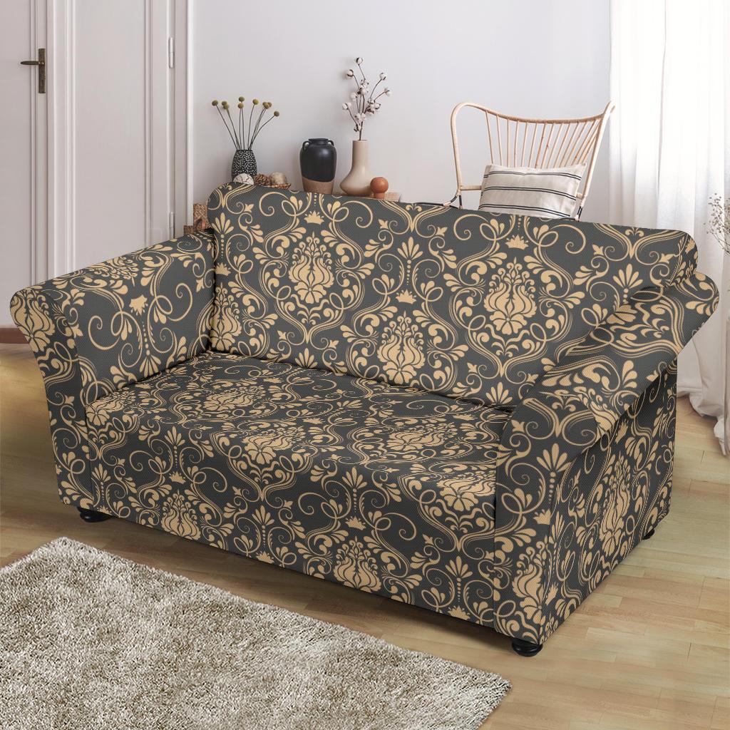 Damask Elegant Luxury Print Pattern Loveseat Slipcover-JTAMIGO.COM