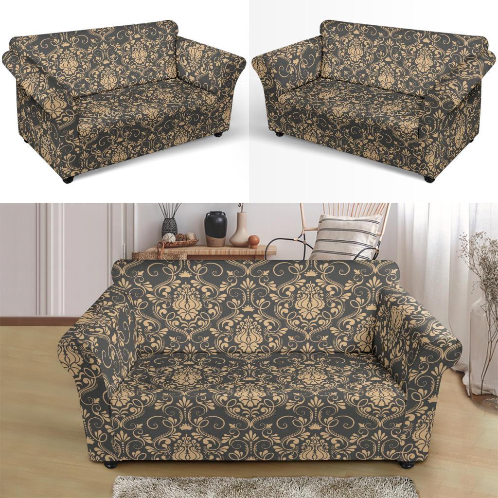 Damask Elegant Luxury Print Pattern Loveseat Slipcover-JTAMIGO.COM