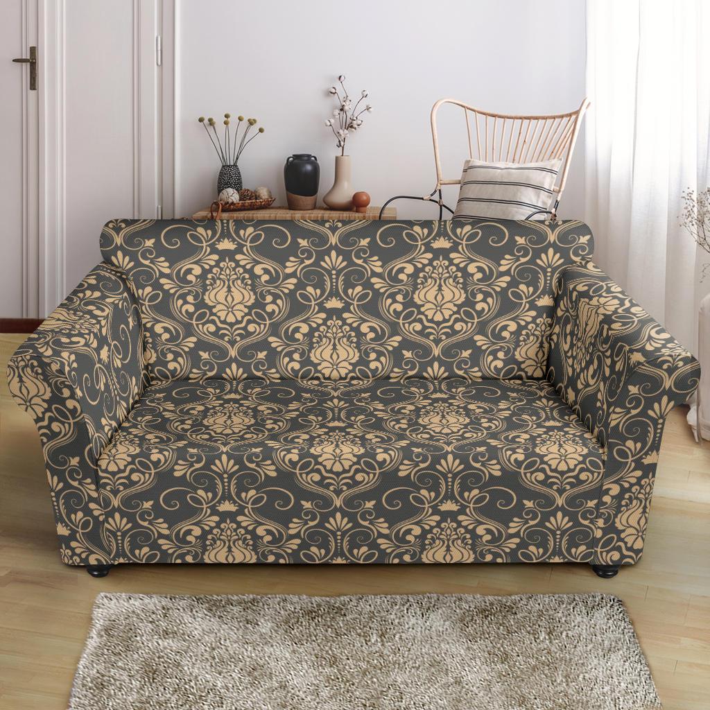 Damask Elegant Luxury Print Pattern Loveseat Slipcover-JTAMIGO.COM