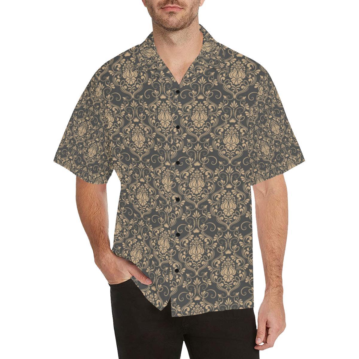 Damask Elegant Luxury Print Pattern Men Aloha Hawaiian Shirt