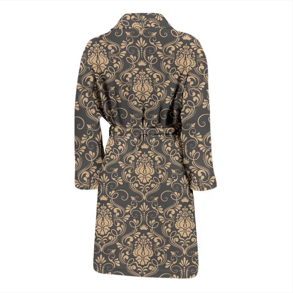Damask Elegant Luxury Print Pattern Men Bath Robe-JTAMIGO.COM