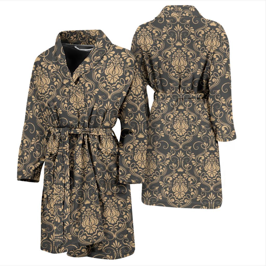 Damask Elegant Luxury Print Pattern Men Bath Robe-JTAMIGO.COM