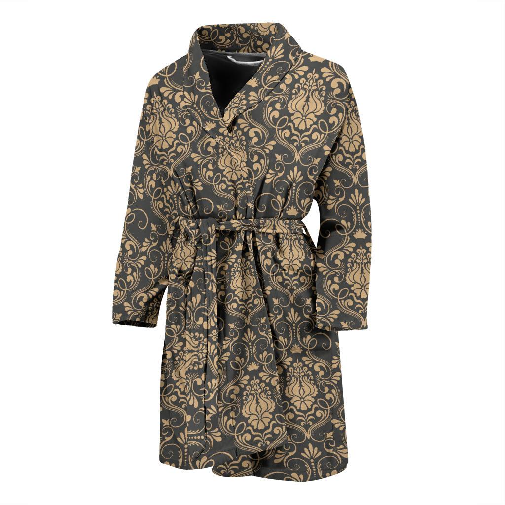 Damask Elegant Luxury Print Pattern Men Bath Robe-JTAMIGO.COM