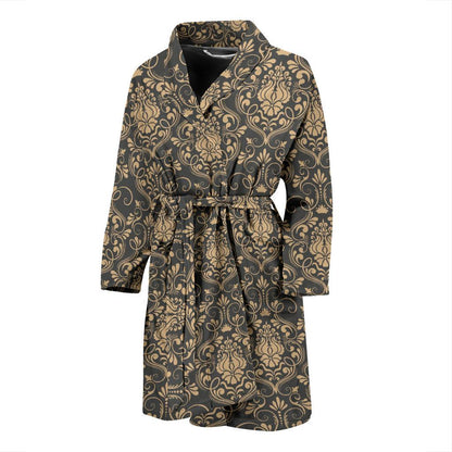 Damask Elegant Luxury Print Pattern Men Bath Robe-JTAMIGO.COM