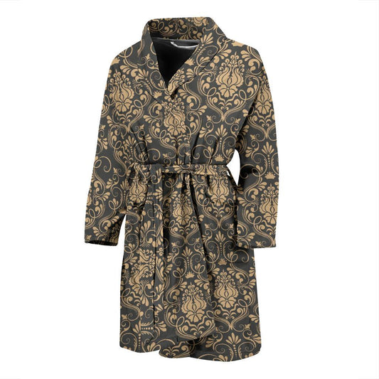 Damask Elegant Luxury Print Pattern Men Bath Robe-JTAMIGO.COM