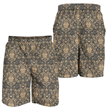 Damask Elegant Luxury Print Pattern Mens Shorts-JTAMIGO.COM
