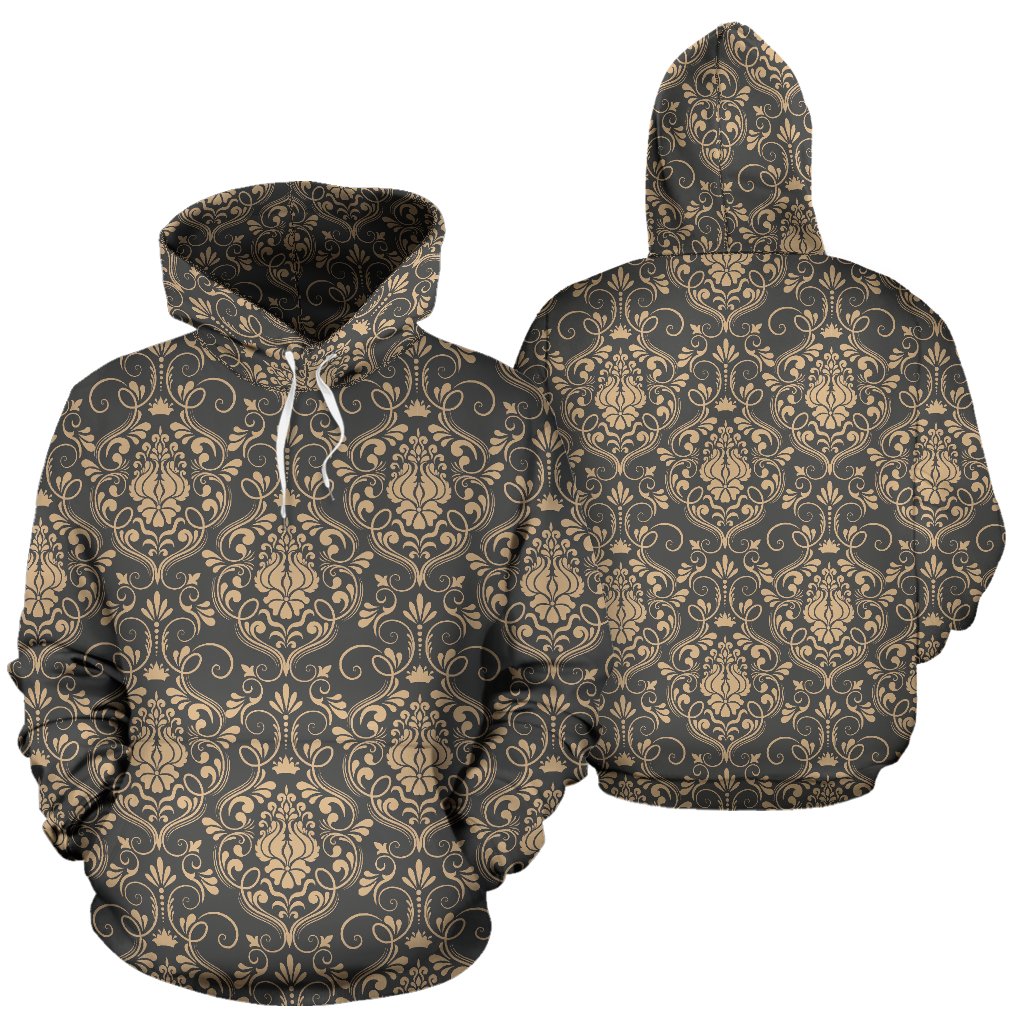 Damask Elegant Luxury Print Pattern Pullover Hoodie