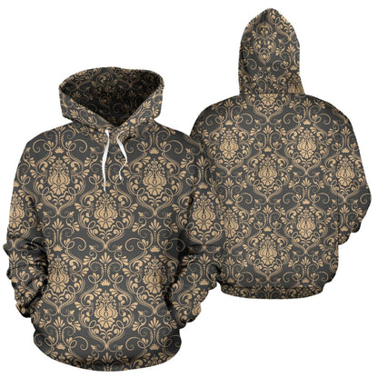Damask Elegant Luxury Print Pattern Pullover Hoodie