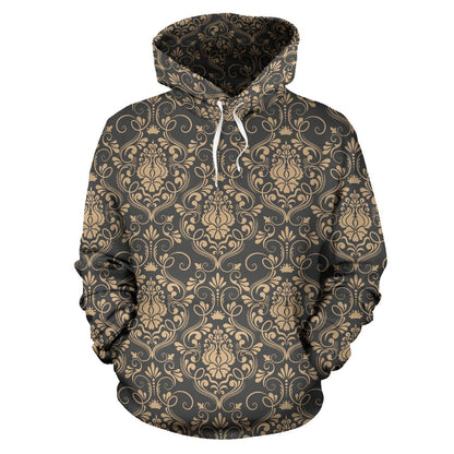 Damask Elegant Luxury Print Pattern Pullover Hoodie