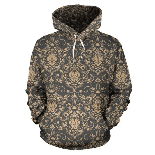 Damask Elegant Luxury Print Pattern Pullover Hoodie