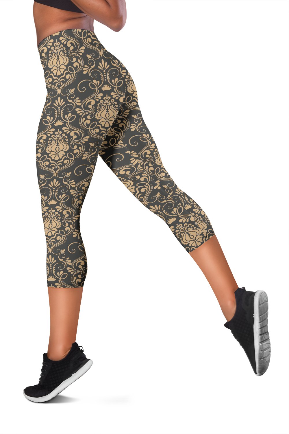 Damask Elegant Luxury Print Pattern Women Capris