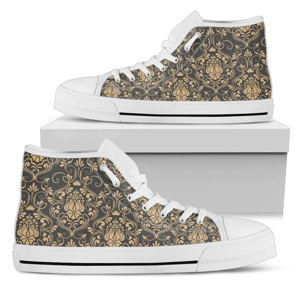 Damask Elegant Luxury Print Pattern Women High Top Shoes