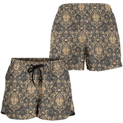 Damask Elegant Luxury Print Pattern Women Shorts-JTAMIGO.COM