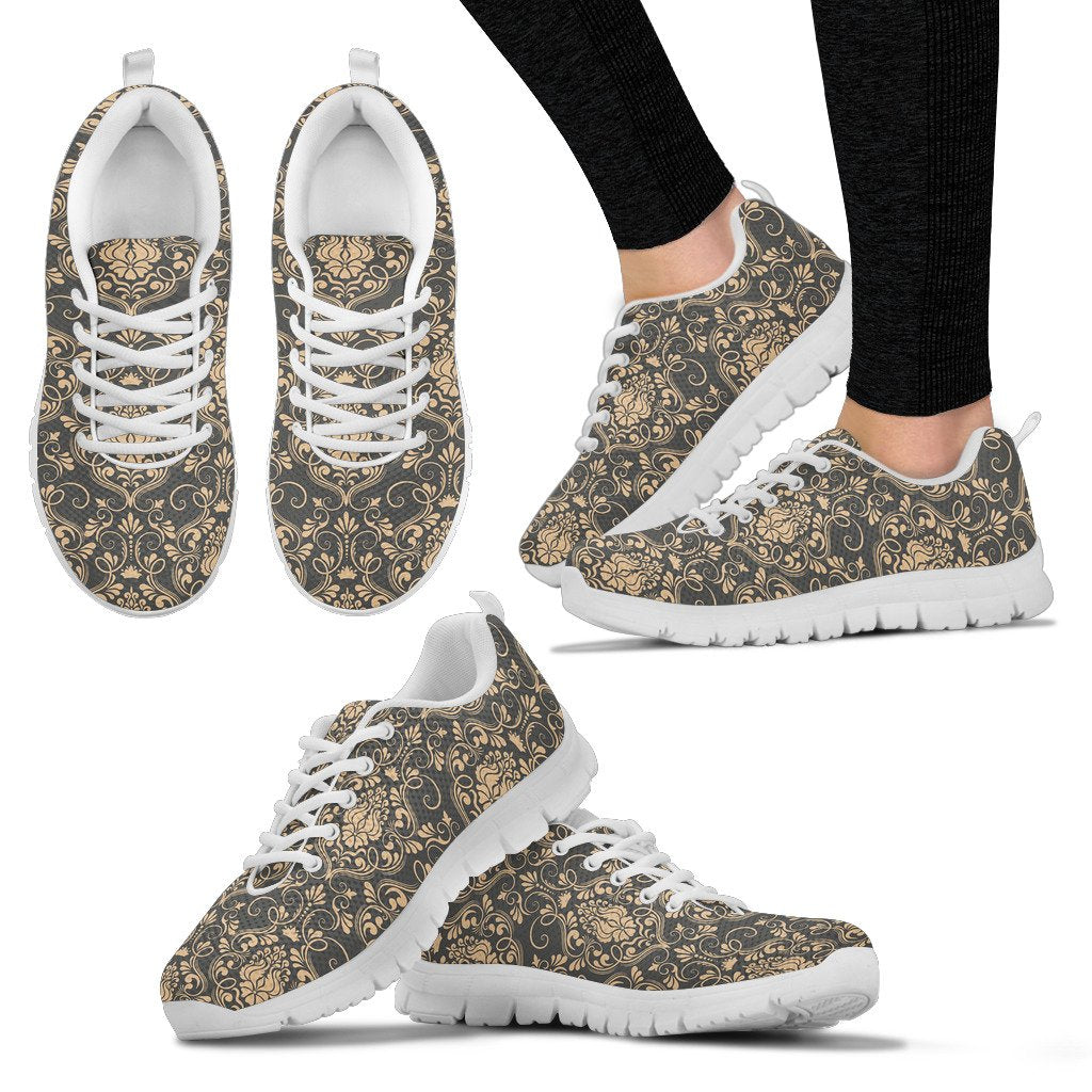 Damask Elegant Luxury Print Pattern Women Sneakers Shoes