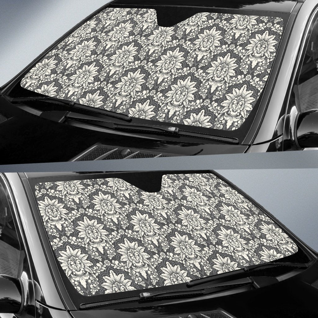 Damask Elegant Print Pattern Car Sun Shade For Windshield