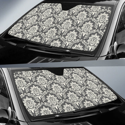Damask Elegant Print Pattern Car Sun Shade For Windshield