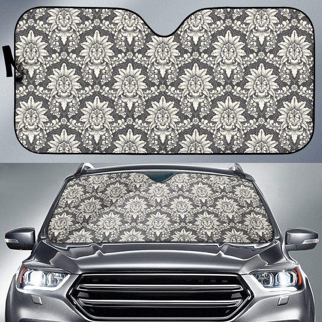 Damask Elegant Print Pattern Car Sun Shade For Windshield
