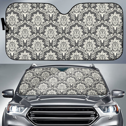 Damask Elegant Print Pattern Car Sun Shade For Windshield
