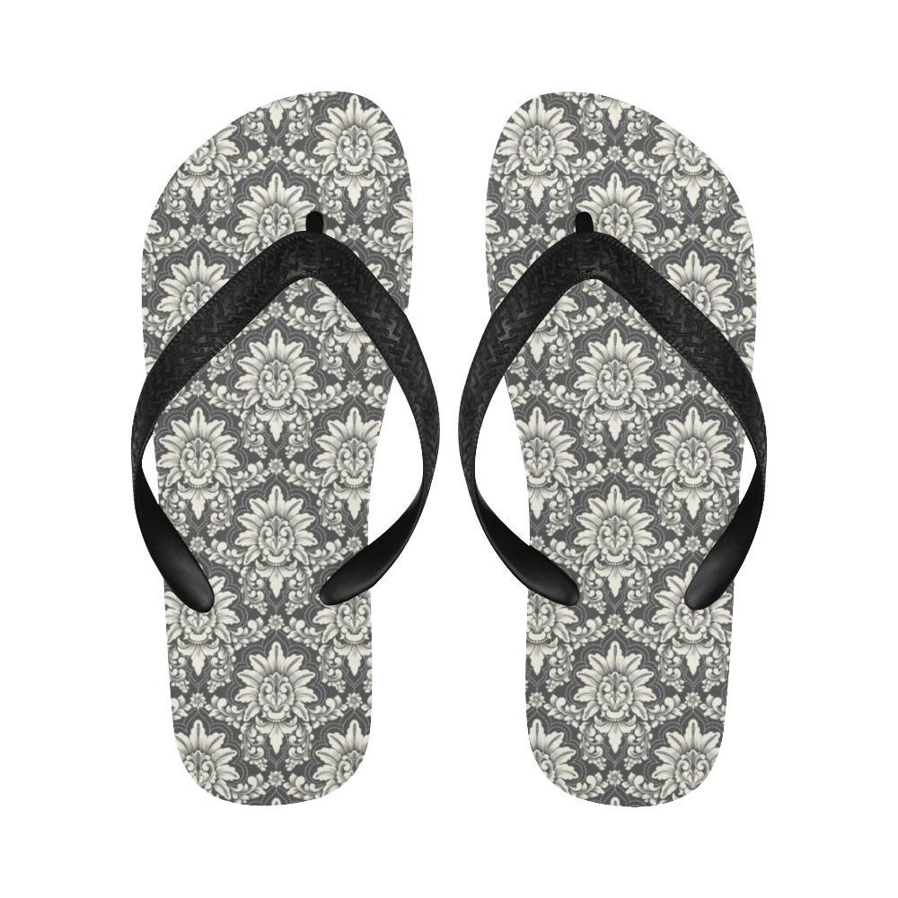 Damask Elegant Print Pattern Flip Flops-JTAMIGO.COM