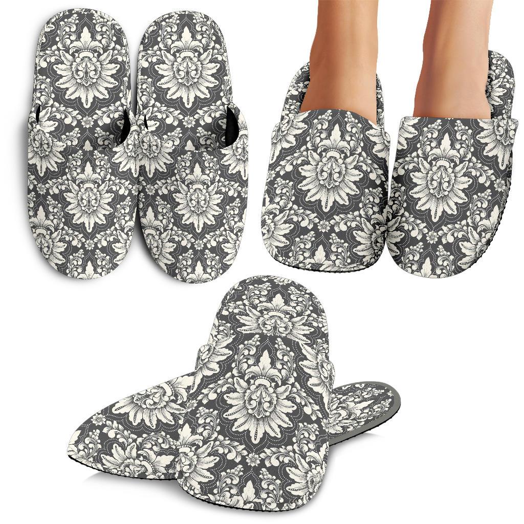 Damask Elegant Print Pattern House Slippers