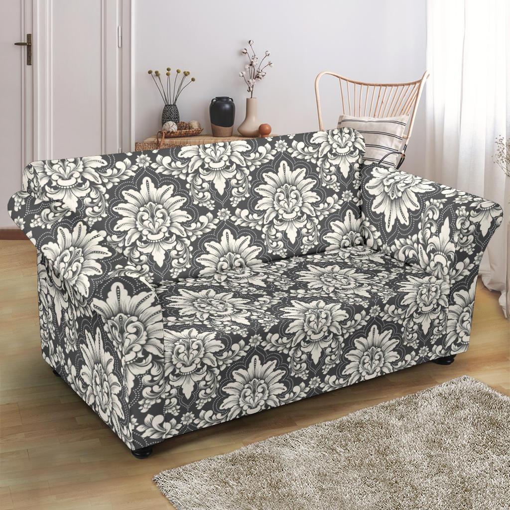 Damask Elegant Print Pattern Loveseat Slipcover-JTAMIGO.COM