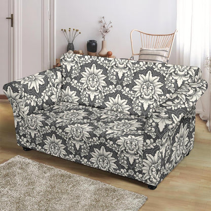Damask Elegant Print Pattern Loveseat Slipcover-JTAMIGO.COM