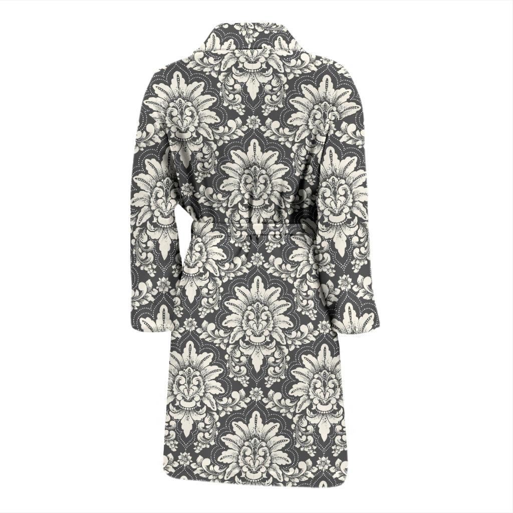 Damask Elegant Print Pattern Men Bath Robe-JTAMIGO.COM
