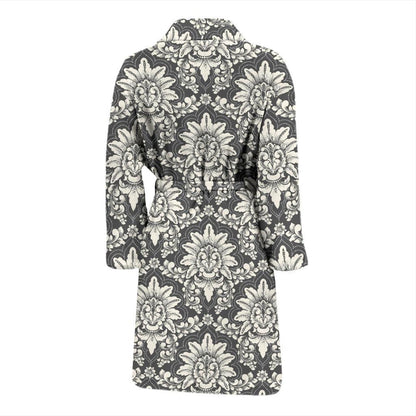 Damask Elegant Print Pattern Men Bath Robe-JTAMIGO.COM