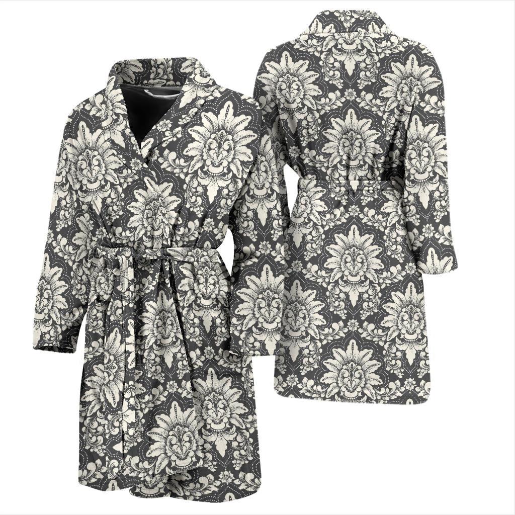 Damask Elegant Print Pattern Men Bath Robe-JTAMIGO.COM