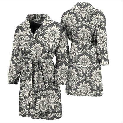 Damask Elegant Print Pattern Men Bath Robe-JTAMIGO.COM