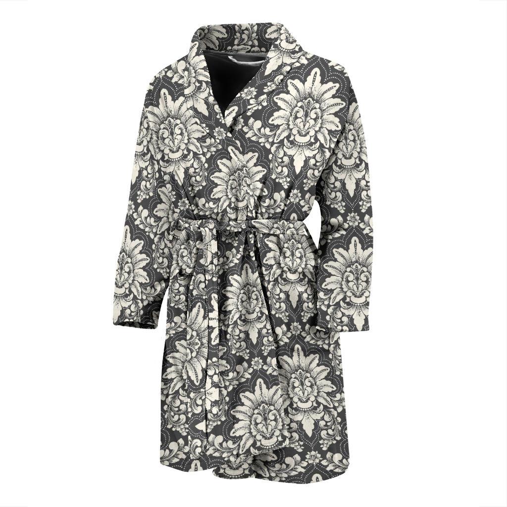 Damask Elegant Print Pattern Men Bath Robe-JTAMIGO.COM