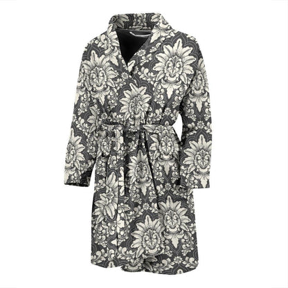 Damask Elegant Print Pattern Men Bath Robe-JTAMIGO.COM