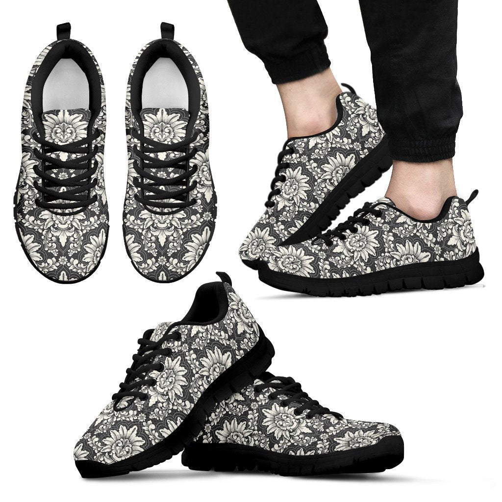 Damask Elegant Print Pattern Men Sneakers Shoes