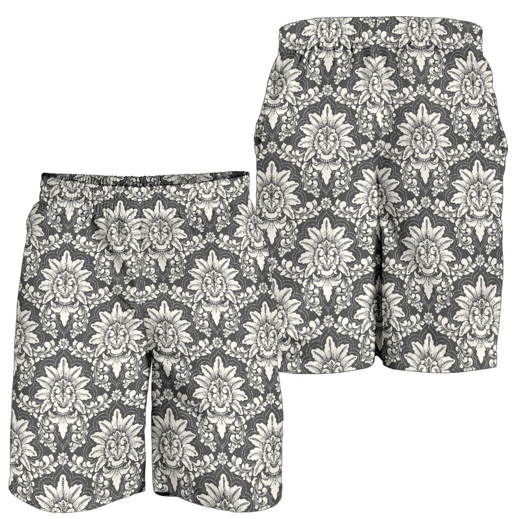 Damask Elegant Print Pattern Mens Shorts-JTAMIGO.COM