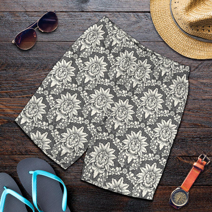 Damask Elegant Print Pattern Mens Shorts-JTAMIGO.COM