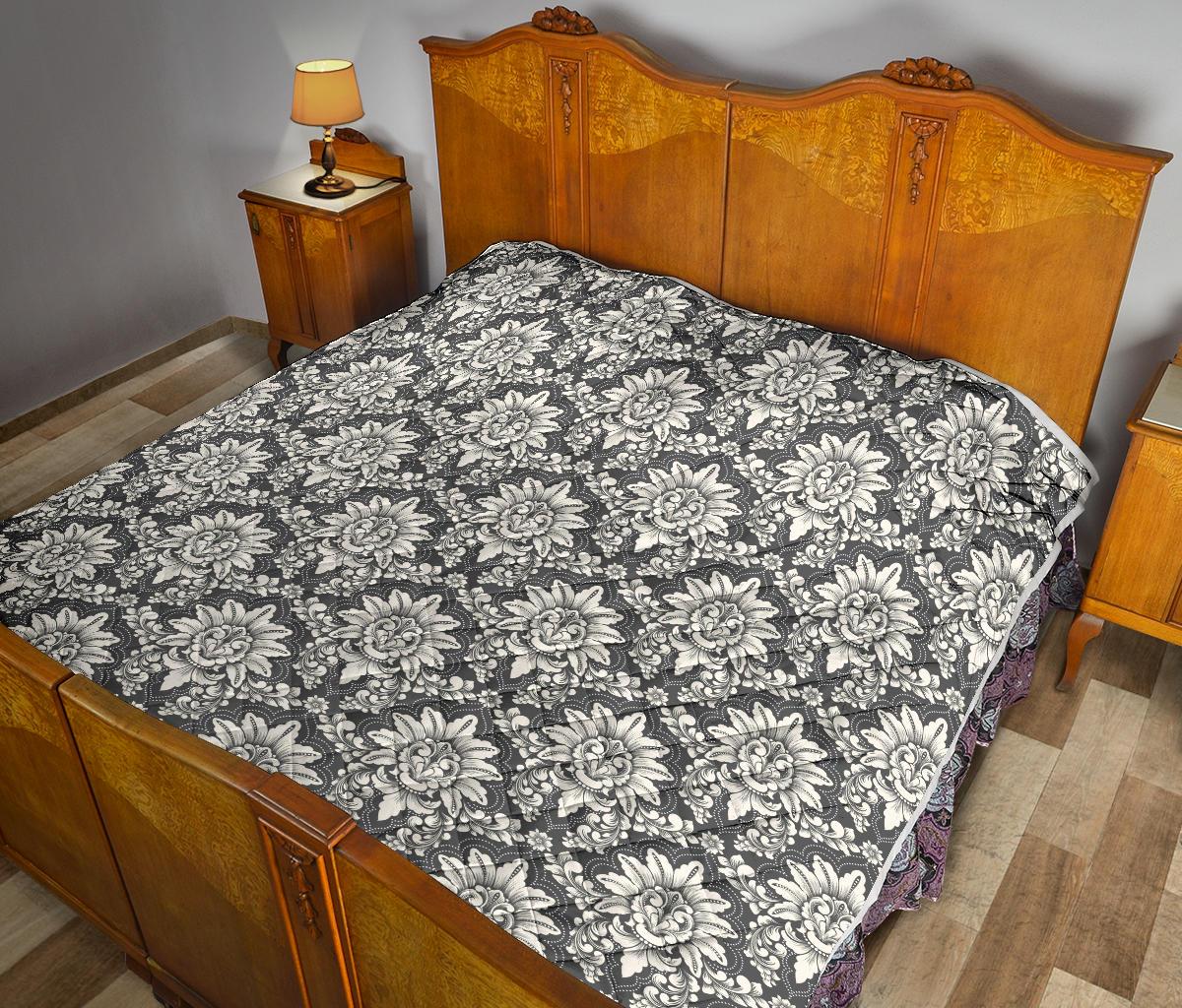 Damask Elegant Print Pattern Premium Quilt-JTAMIGO.COM