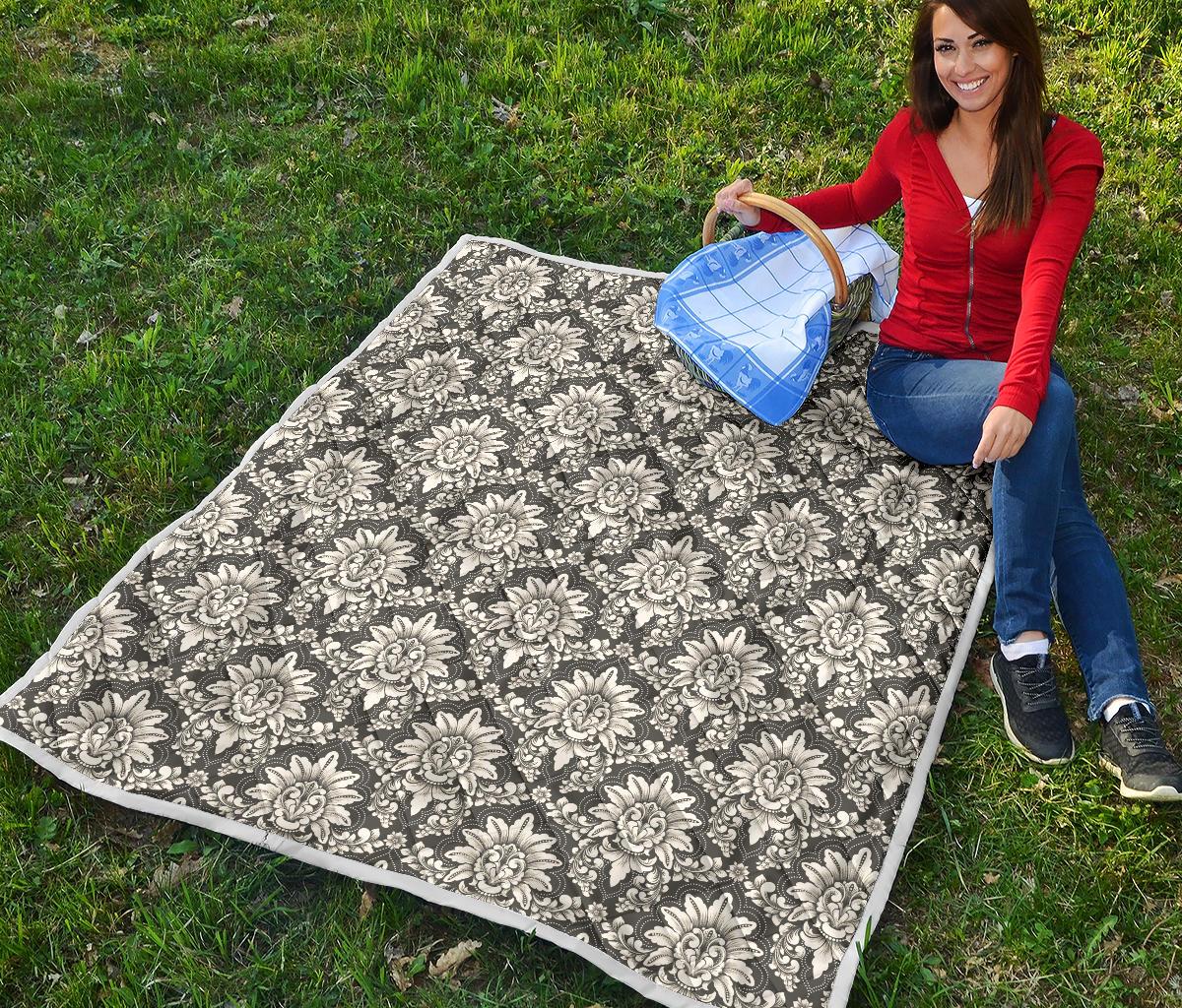Damask Elegant Print Pattern Premium Quilt-JTAMIGO.COM