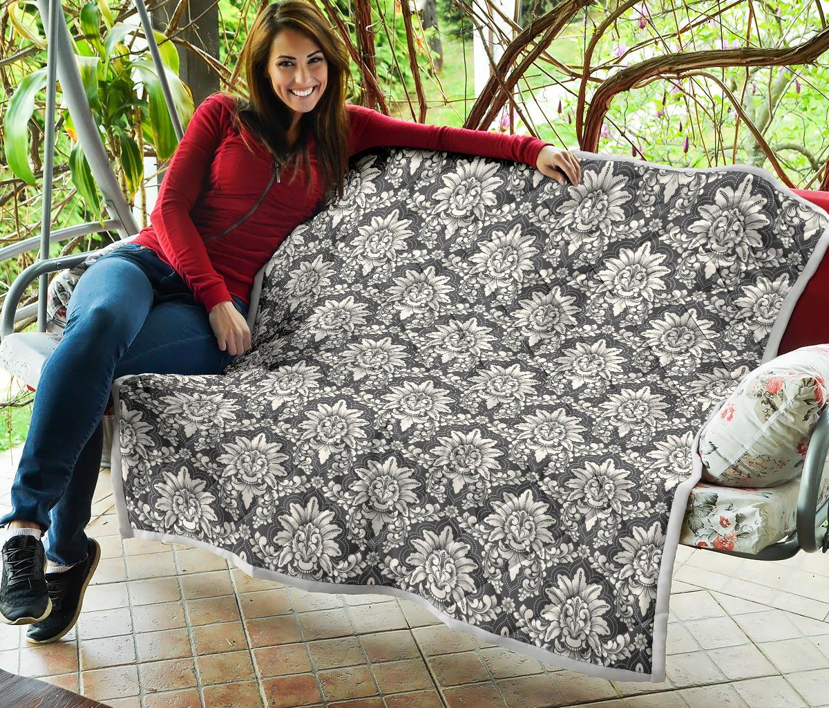 Damask Elegant Print Pattern Premium Quilt-JTAMIGO.COM