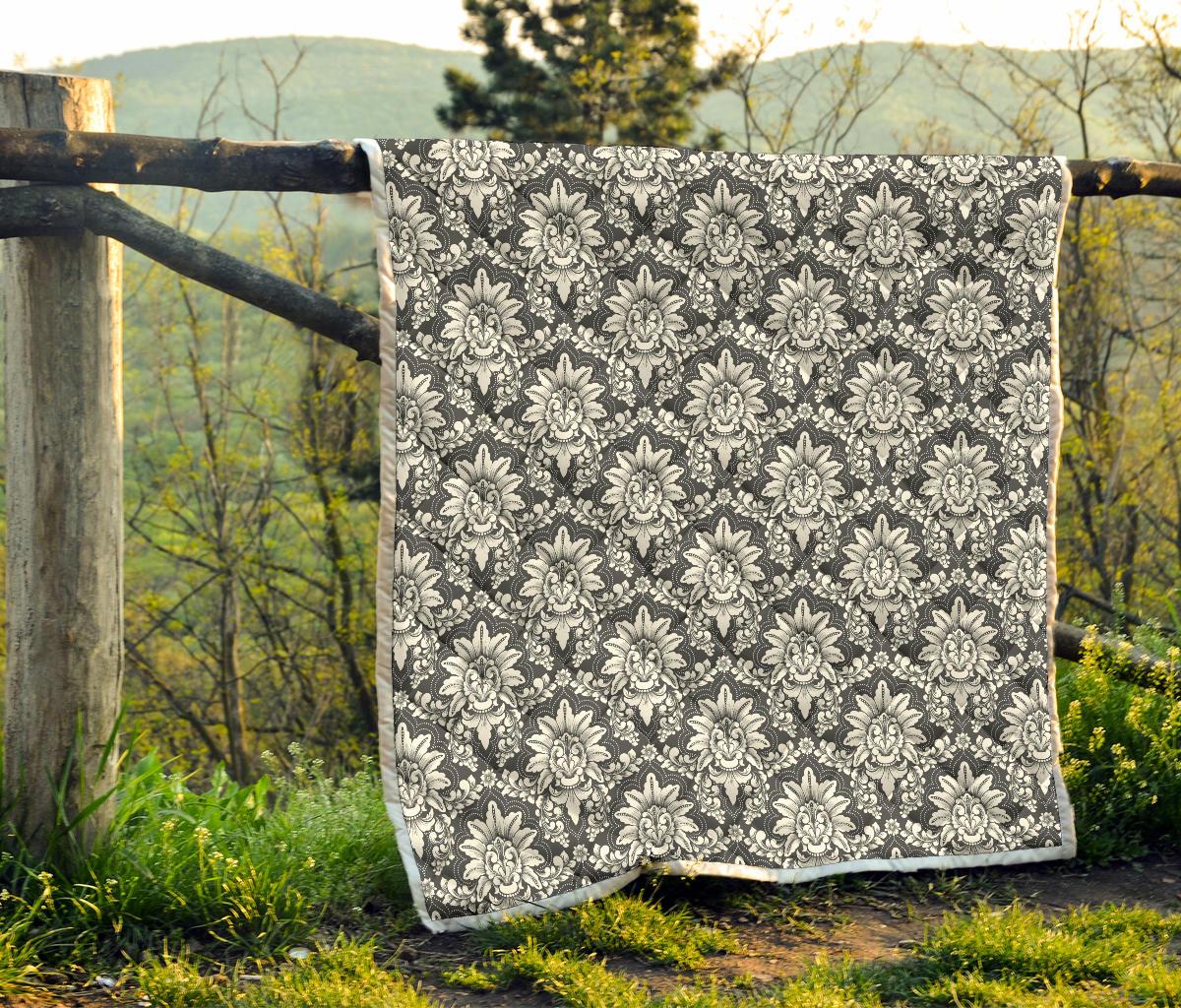 Damask Elegant Print Pattern Premium Quilt-JTAMIGO.COM