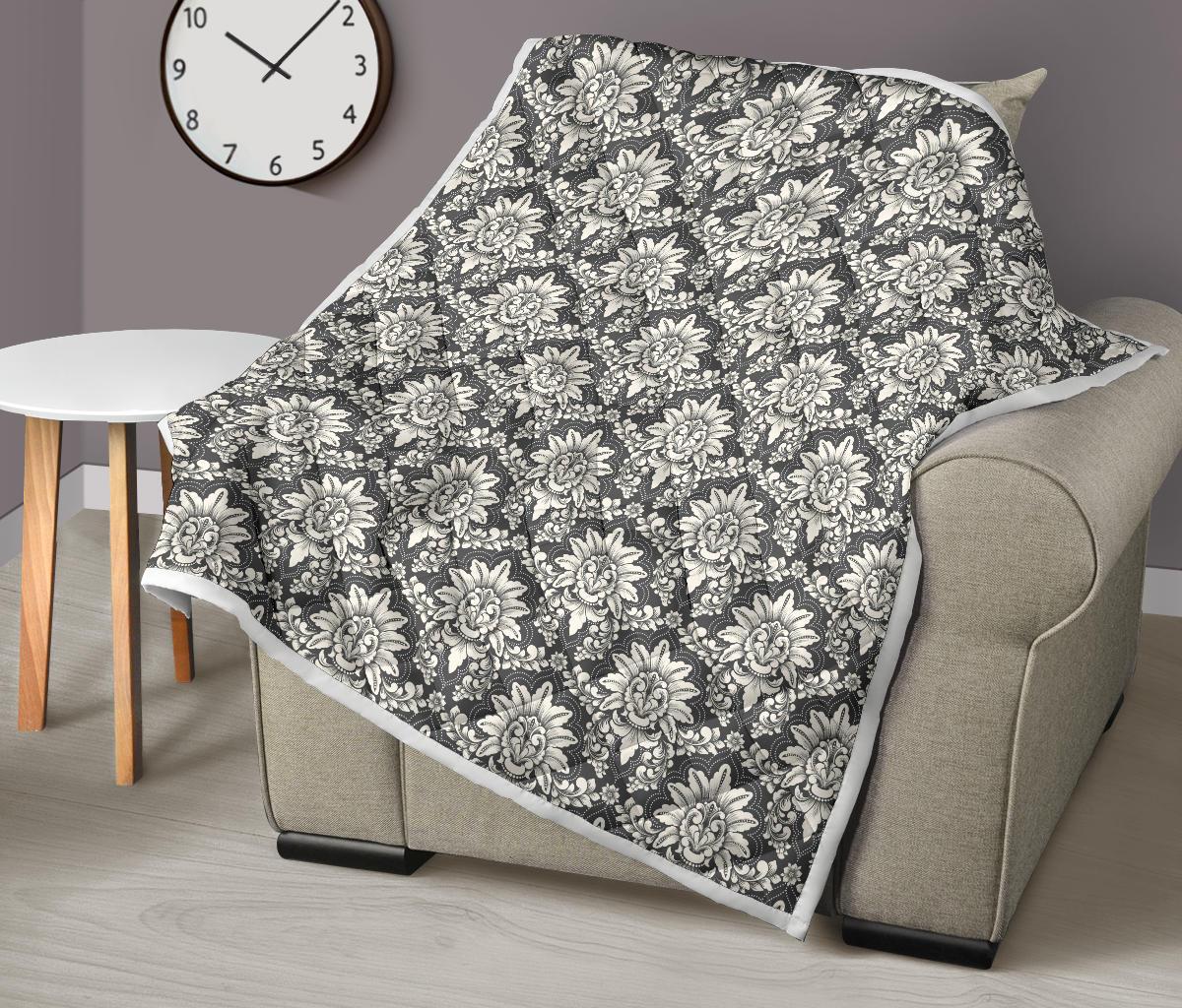 Damask Elegant Print Pattern Premium Quilt-JTAMIGO.COM
