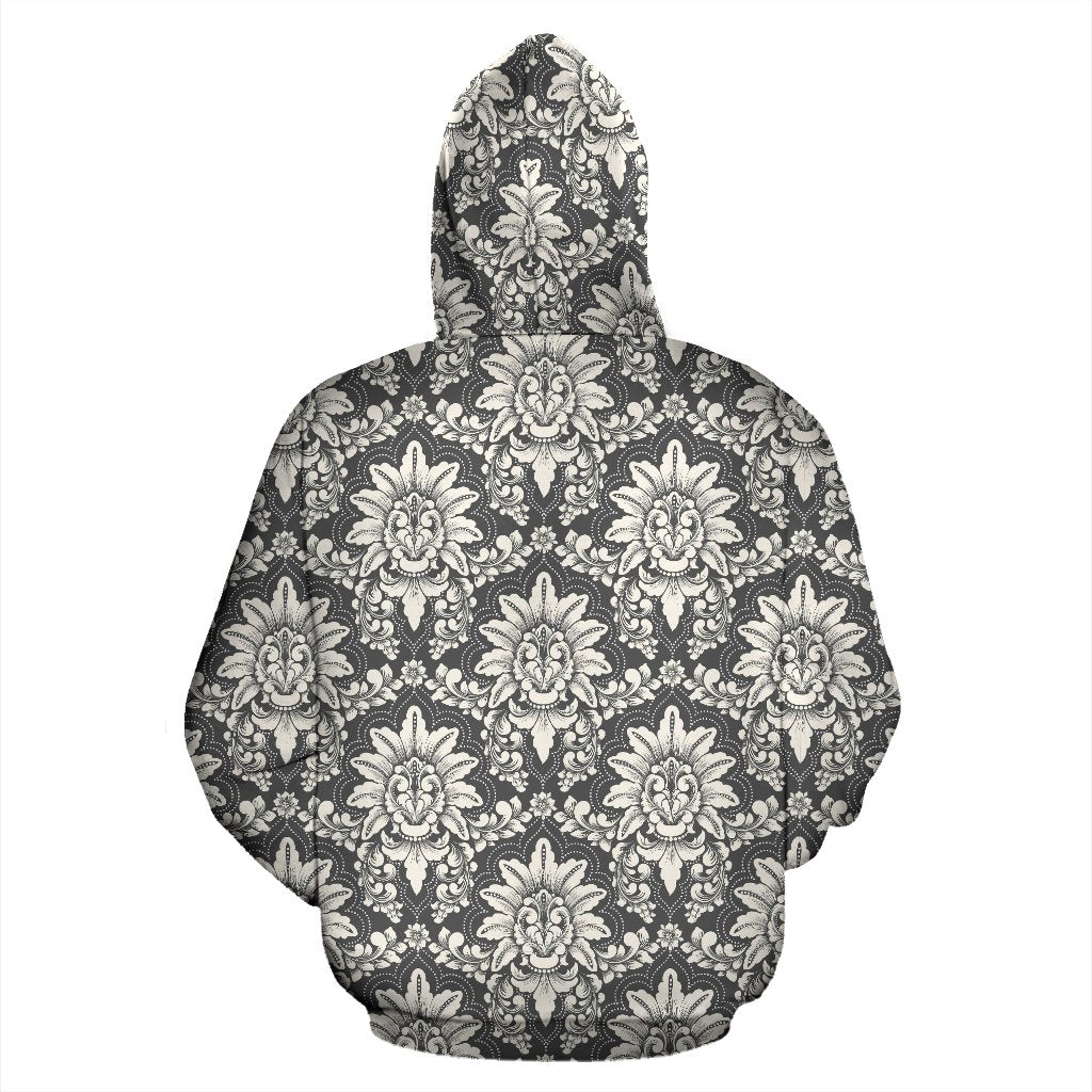 Damask Elegant Print Pattern Pullover Hoodie