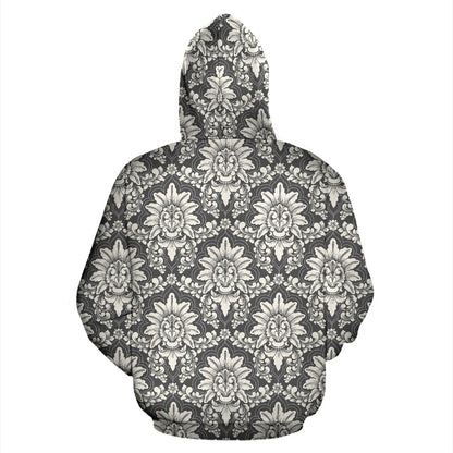 Damask Elegant Print Pattern Pullover Hoodie