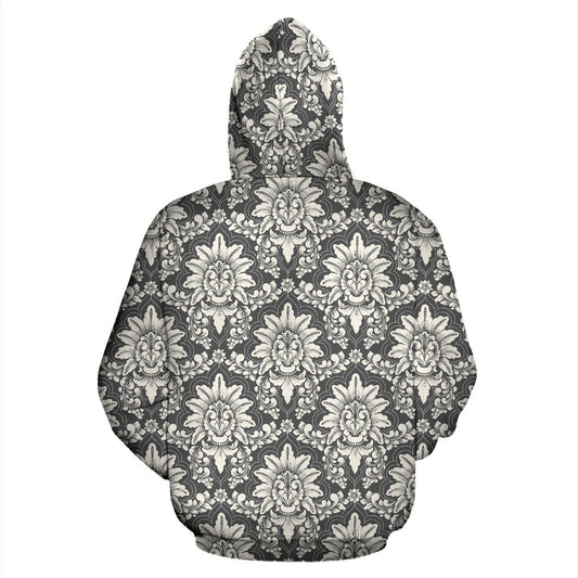Damask Elegant Print Pattern Pullover Hoodie